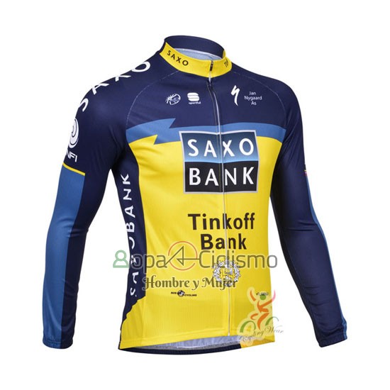 Tinkoff Saxo Bank Ropa Ciclismo Culotte Largo 2013 Mangas Largas Azul y AMarillo